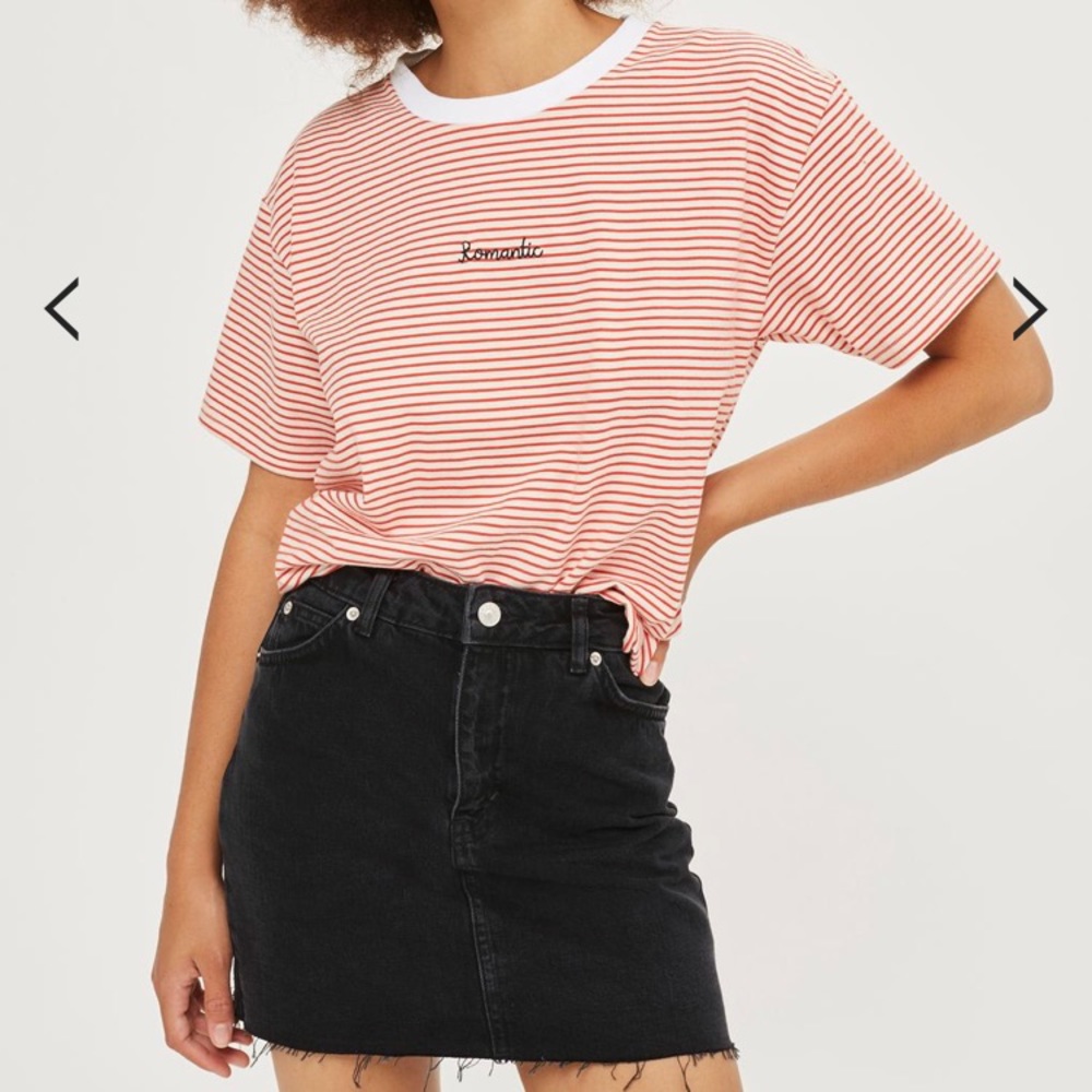 New Topshop black raw hem denim skirt